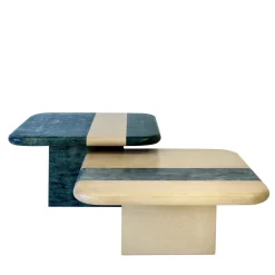 Set of 2 Green and Sand Nesting Tables