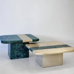 Set of 2 Green and Sand Nesting Tables