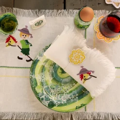 Set of 4 Green Marble Motif Ceramic Dessert Plates