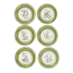 Set of 6 Green Monkeys Dessert Plates #1