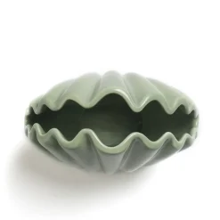 Set of 2 Green Shell-Shaped Decorative Vases