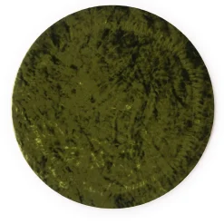 Set of 4 Green Velvet Round Placemats with Wooden Support