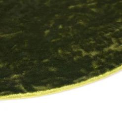 Set of 4 Green Velvet Round Placemats with Wooden Support
