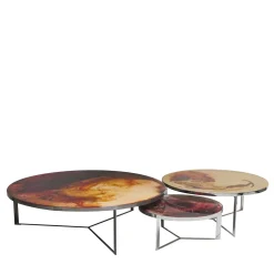 Set of 3 Handpainted Rust Coffee Tables