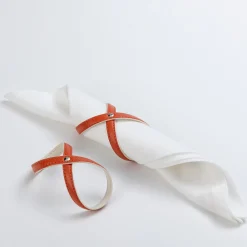Set of 2 Heathcliff Spritz Orange and Luna White Napkin Holders