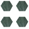Set of 4 Hexagonal Coasters in Green Marble
