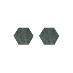 Set of 4 Hexagonal Coasters in Green Marble
