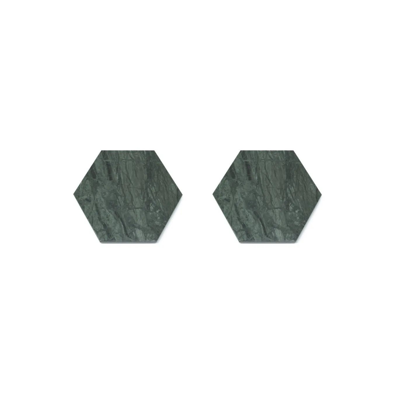 Set of 4 Hexagonal Coasters in Green Marble