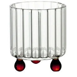 Set of 2 High Spirits Red Amber Lowball Glasses