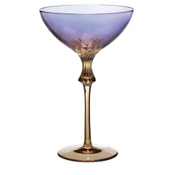 Set of 6 Iris Champagne Coupes Purple Crystal Glasses