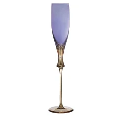 Set of 6 Iris Purple Crystal Champagne Flutes