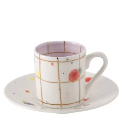 Set Of 2 Islamorada Straight Coffee Cups And Saucers