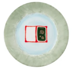 Set of 4 Jade Rim Bread plates