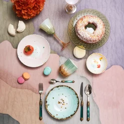 Set of 4 Jade Rim Bread plates