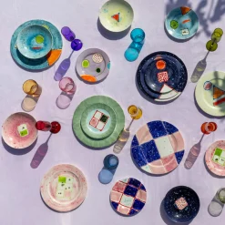 Set Of 2 Jade Rim Dessert Plates