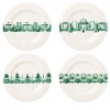 Set of 4 Jardin à l'Italienne Green Round Ceramic Dinner Plates