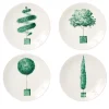 Set of 4 Jardin à l'Italienne Green Ceramic Bread Plates