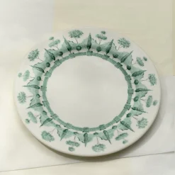 Set of 4 Jardin à l'Italienne Green Ceramic Dessert Plates