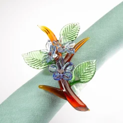 Set of 6 Jardin Fleuri Colored Glass Napkin Rings