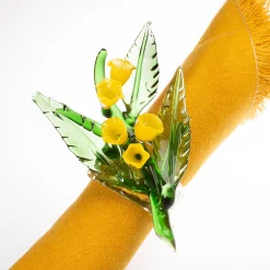 Set of 6 Jardin Fleuri Colored Glass Napkin Rings