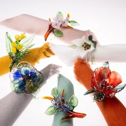 Set of 6 Jardin Fleuri Colored Glass Napkin Rings