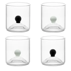 Set of 4 Las Chicas Black & White Shot Glasses