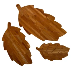 Set of 3 Leaf Cherry Wood Cutting Boards