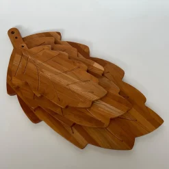 Set of 3 Leaf Cherry Wood Cutting Boards