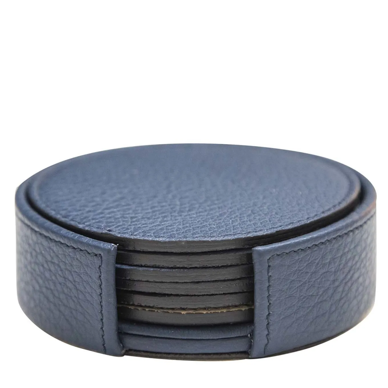 Set of 6 Leather Coasters in Royal Blue