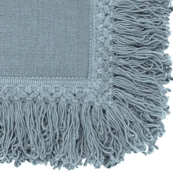 Set of 4 Light Blue Napkins with Long Fringes
