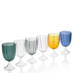 Set Of 4 Light blue Petal Wine Glasses