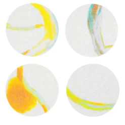 Set of 8 Light Flux Coated Coasters in White