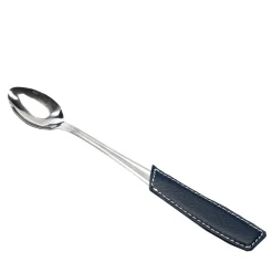 Set of 6 Long Teaspoons with Blue Eco-Leather Handle