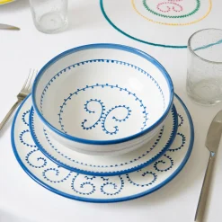 Set of 4 Luminaria Light Blue Ceramic Soup Plates