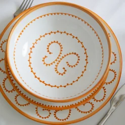 Set of 4 Luminaria Orange Ceramic Dessert Plates