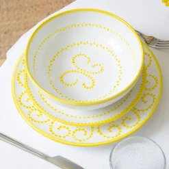 Set of 4 Luminaria Yellow Ceramic Dessert Plates