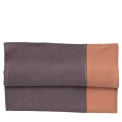 Set of 4 Luxury Bicolor Prune-Bronze Rose Linen Napkins