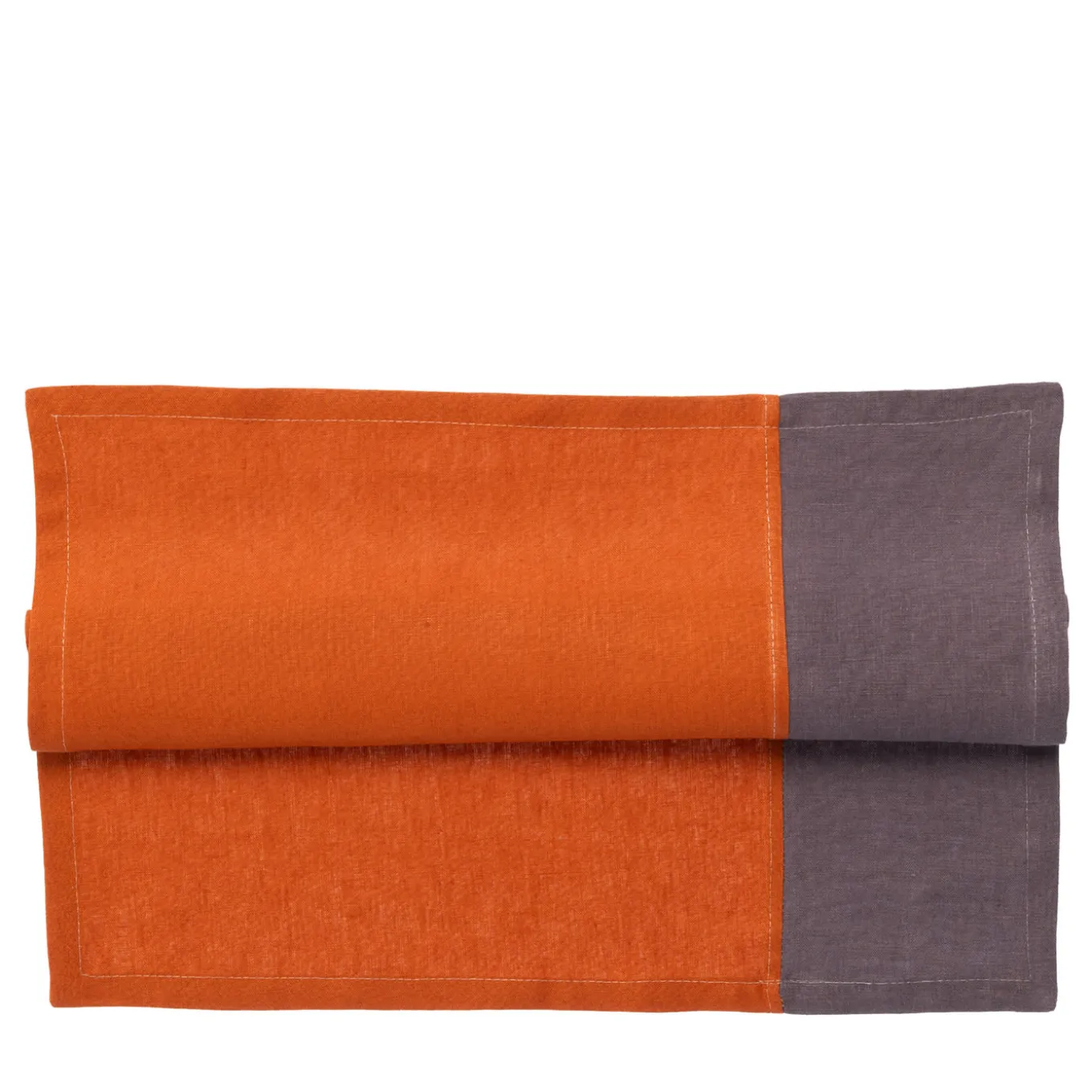 Set of 4 Luxury Bicolor Prune-Orange Linen Napkins