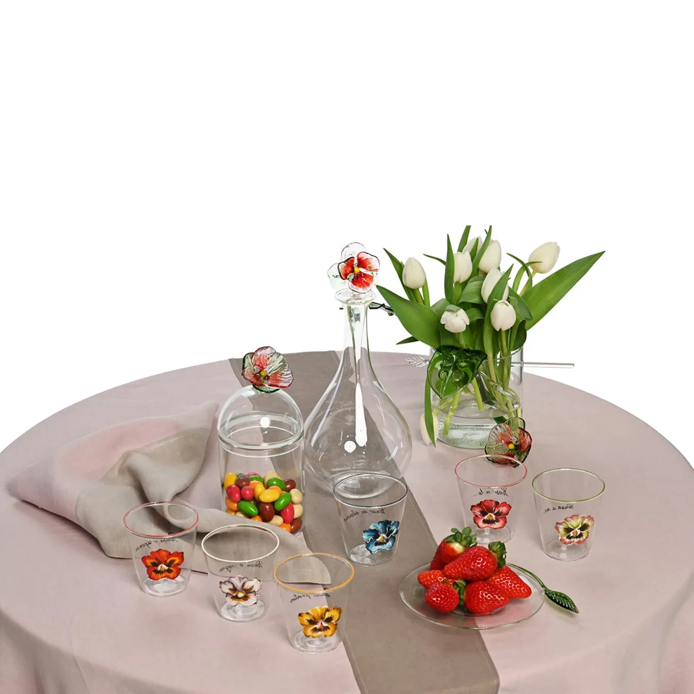 Set of 4 Luxury Bicolor Silver Pink-Taupe Linen Napkins