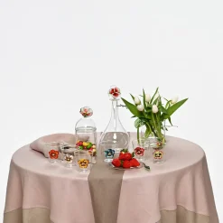 Set of 4 Luxury Bicolor Silver Pink-Taupe Linen Napkins