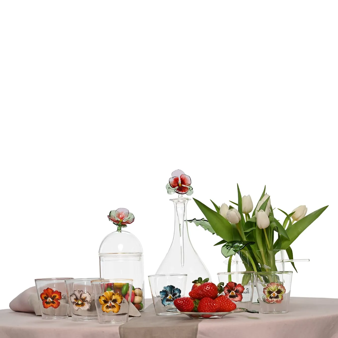 Set of 4 Luxury Bicolor Silver Pink-Taupe Linen Napkins