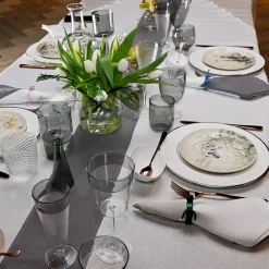 Set of 4 Luxury Bicolor White-Grey Linen Napkins