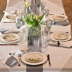 Set of 4 Luxury Bicolor White-Grey Linen Napkins