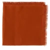 Set of 4 Luxury Hand-Fringed Orange Pure Linen Napkins