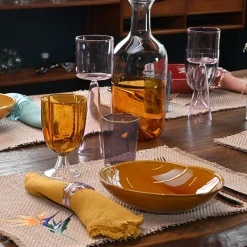 Set of 4 Luxury Hand-Fringed Safran Pure Linen Napkins