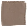 Set of 4 Luxury Hand-Fringed Taupe Pure Linen Napkins