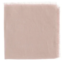 Set of 4 Luxury Hand-Fringed Silver-Pink Pure Linen Napkins