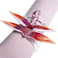 Set of 4 Luxury Hand-Fringed Silver-Pink Pure Linen Napkins