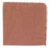 Set of 4 Luxury Hand-Fringed Bronze-Rose Pure Linen Napkins