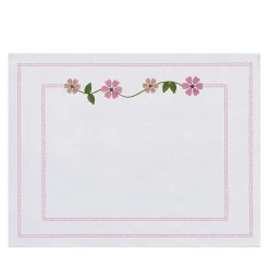 Set of 4 Margherita Pink Embroidered Linen Placemats